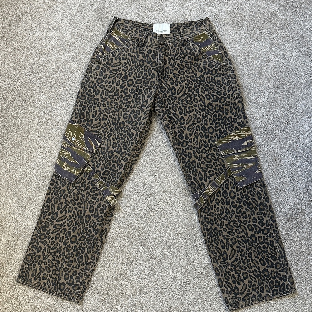 One Teaspoon Leopard Print Jeans - Brown and Black
